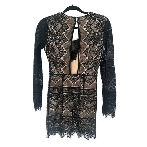 RYSE The Label Samson Nude Black Lace Dress Mesh Long Sleeve Bodycon Formal - Picture 7 of 11